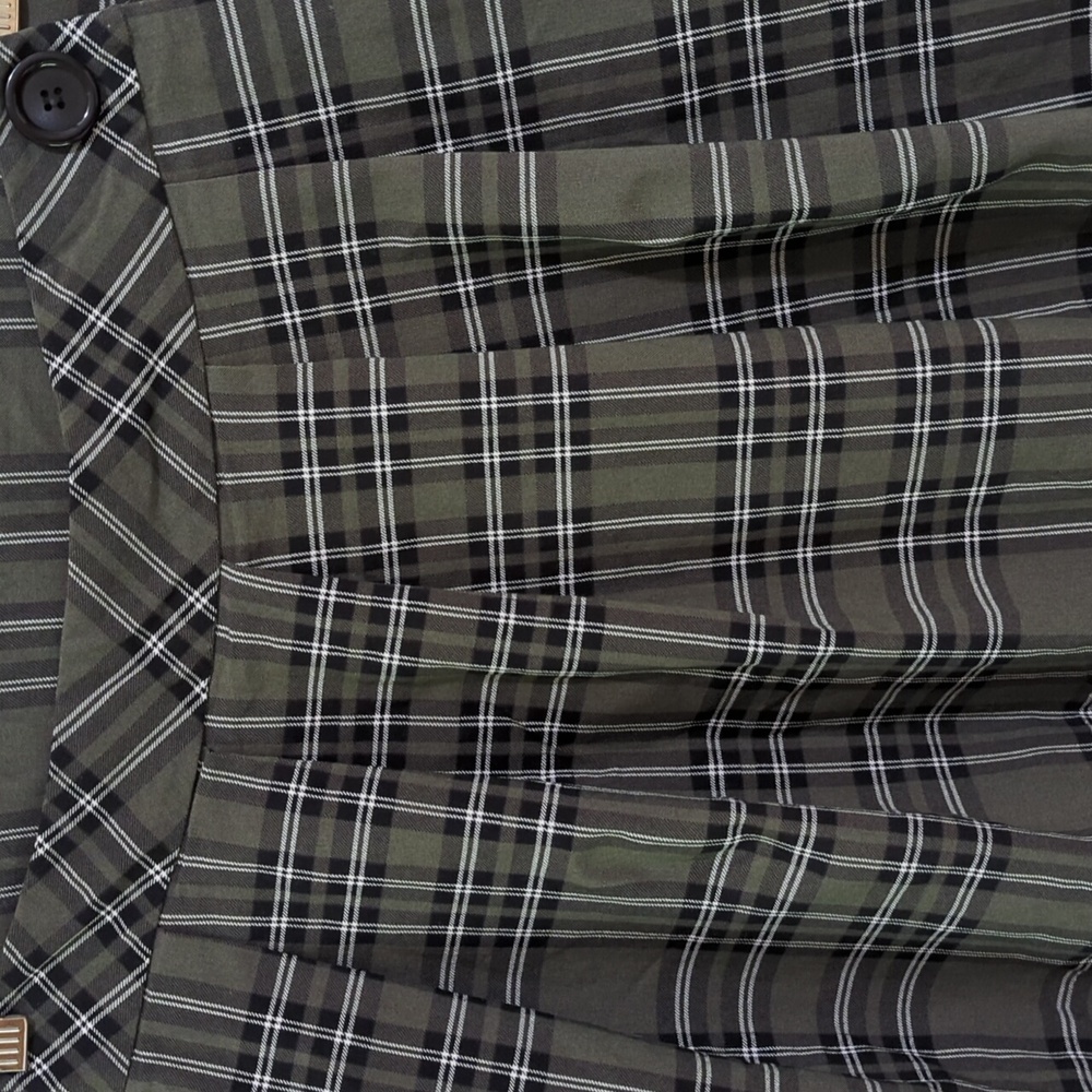 3/$20🌟 Joe B by Joe Benbasset Vintage Green Plaid Pleated Front Wrap Skirt XL - Picture 2 of 5